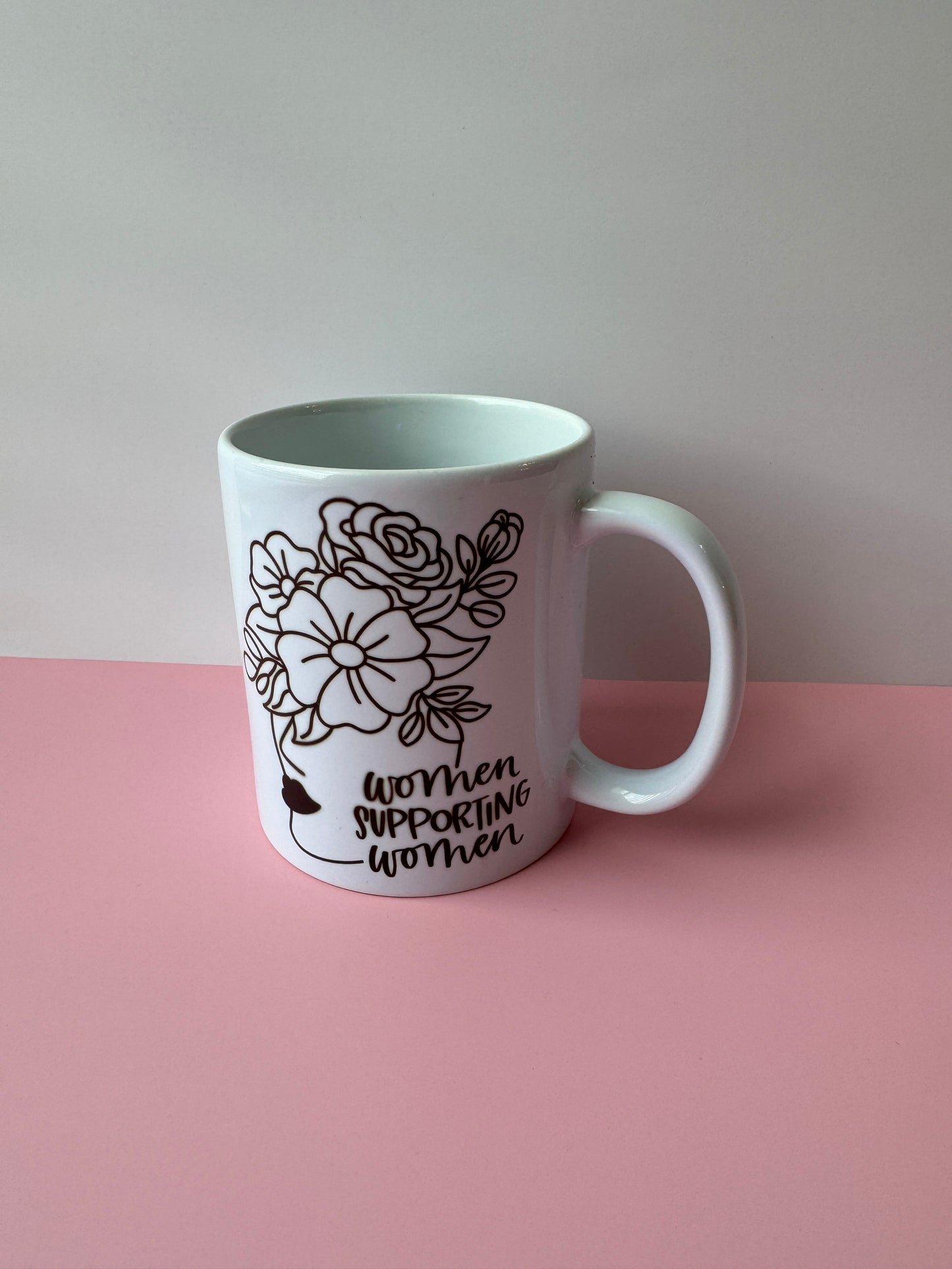 Women Supporting Women Floral and Face Silhouette Mug