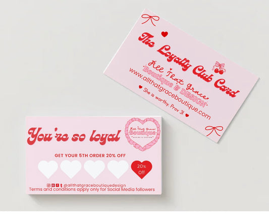Coquette Esthetic Loyalty Rewards Card Pink & Red