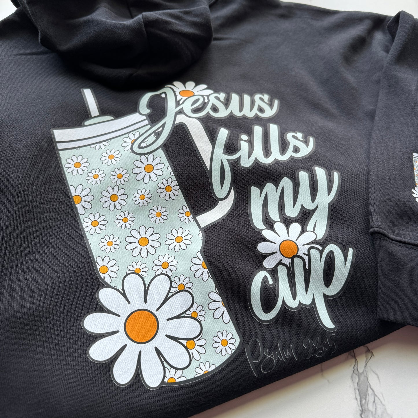 Jesus Fills My Cup Psalm 23:5 Hoodie In Black Unisex