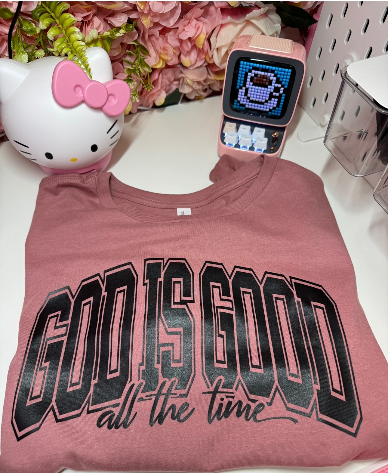 God Is Good All The Time Cropped Long Sleeve Tee In Mauve