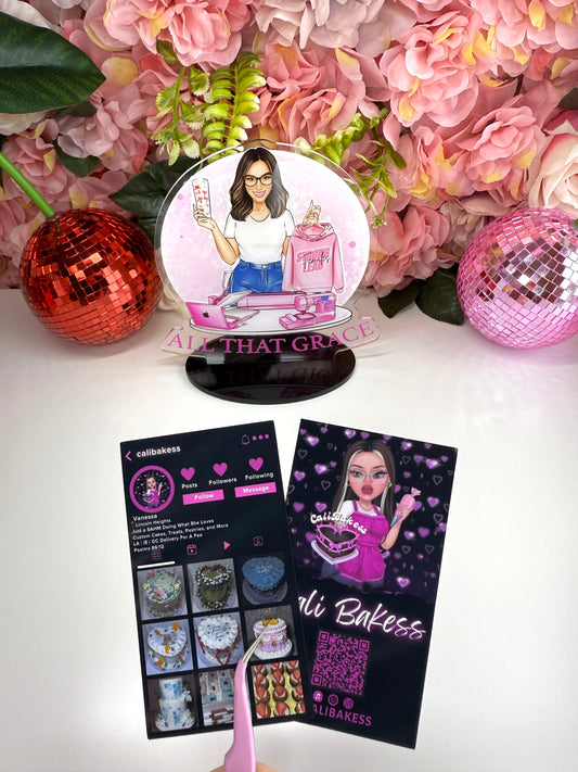 Custom Black and Hot Pink IG Business Cards 2" by 3.5"