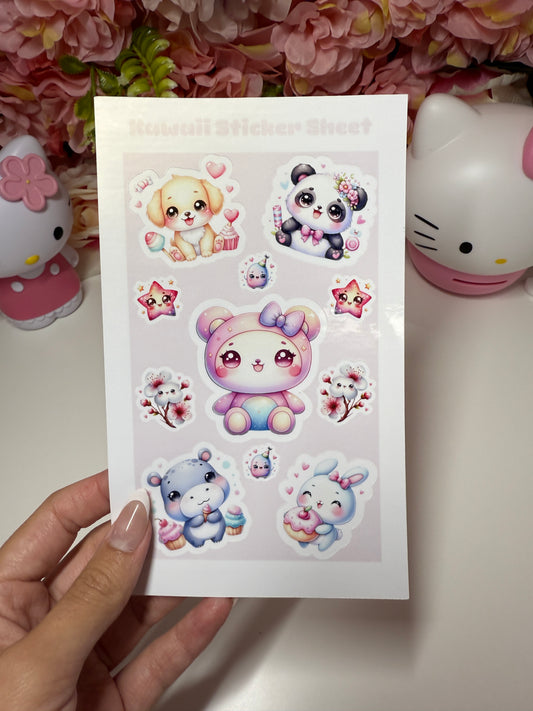 Kawaii Sticker Sheet Animals