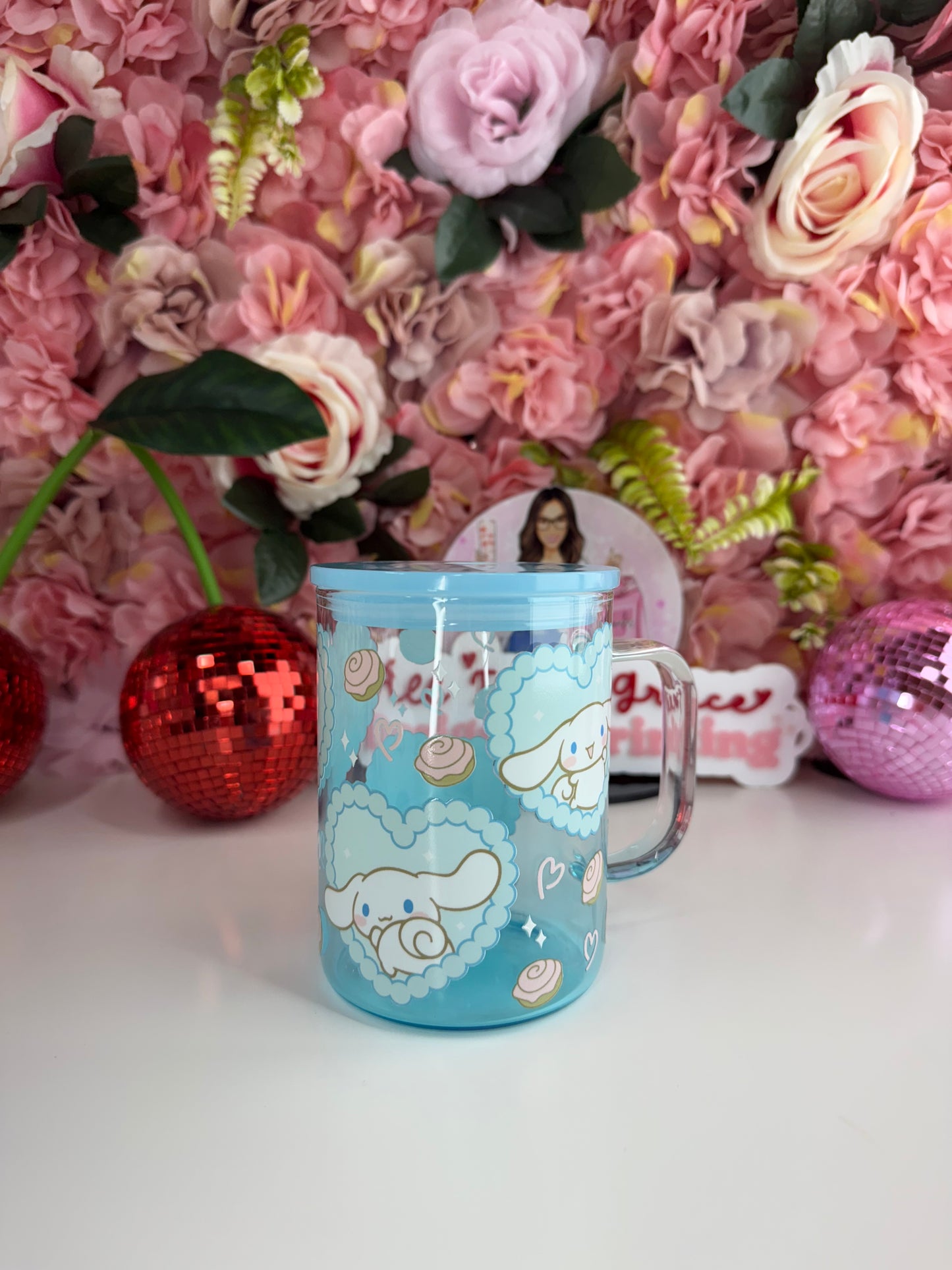 Cinna Radiant Glass Mug in Blue  16oz