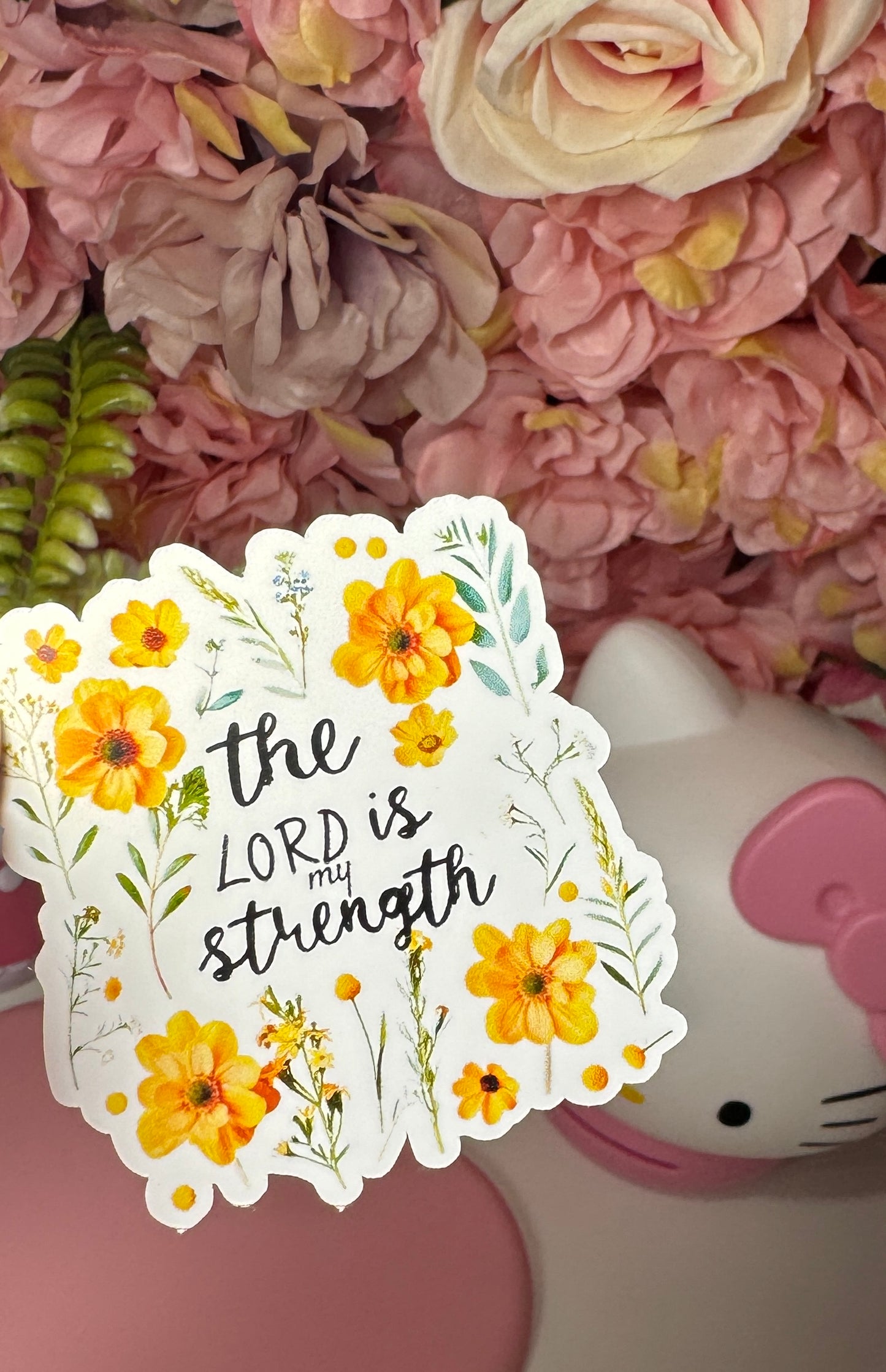 The Lord Is My Strength Floral Sticker