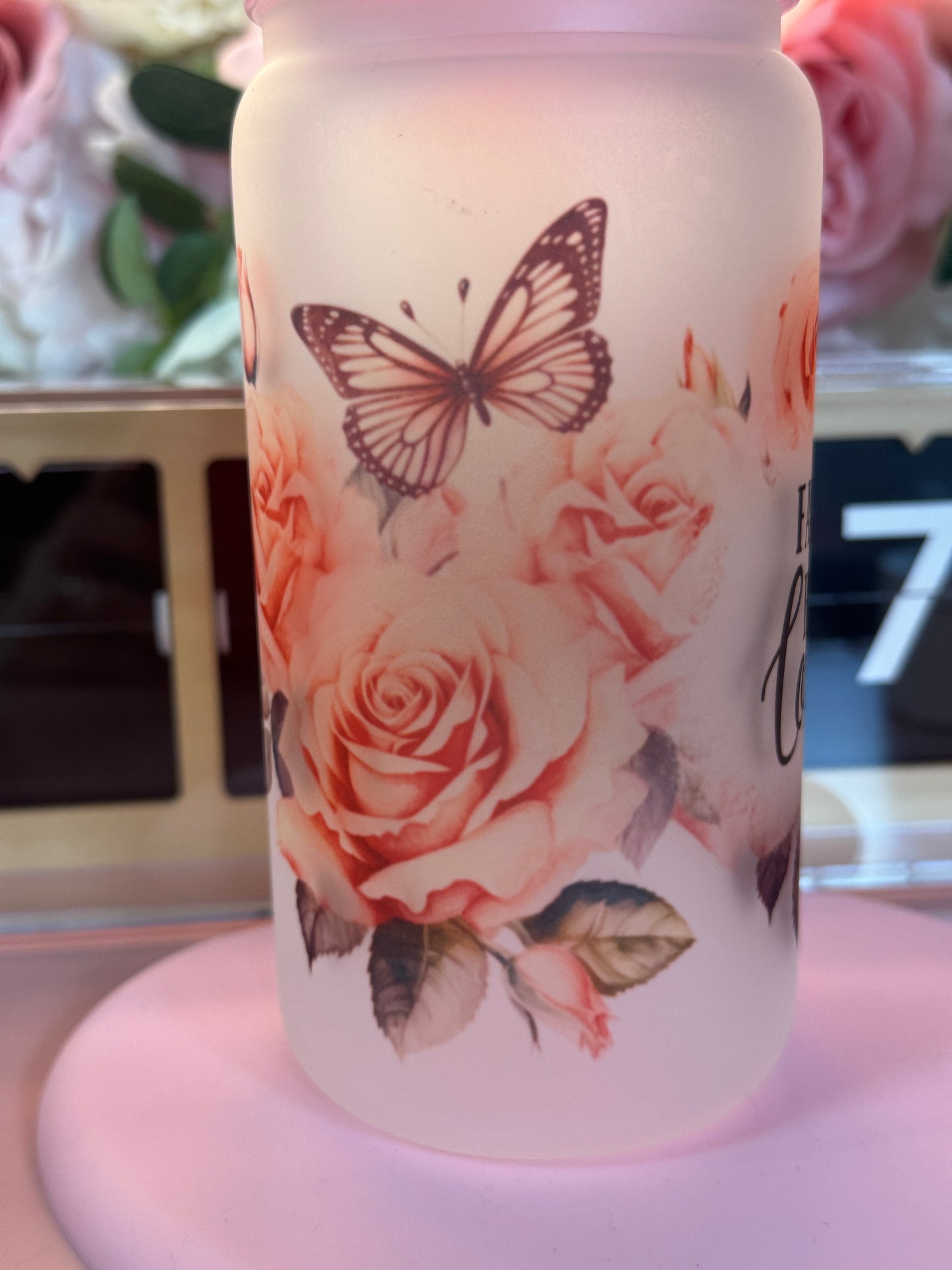 Faith, Hope, Love, Floral and Butterfly Frosted Libby Cup 16oz