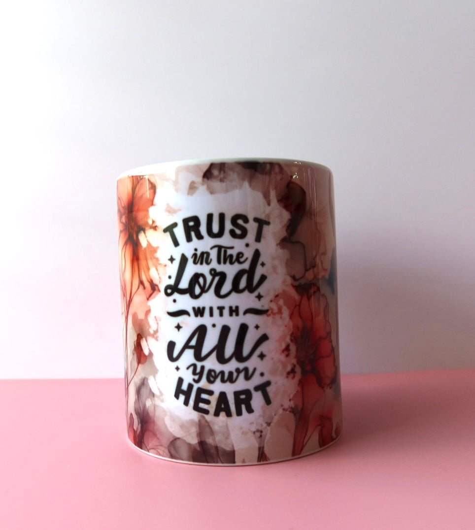 Trust In The Lord With All Your Heart Vibrant Watercolor Mug