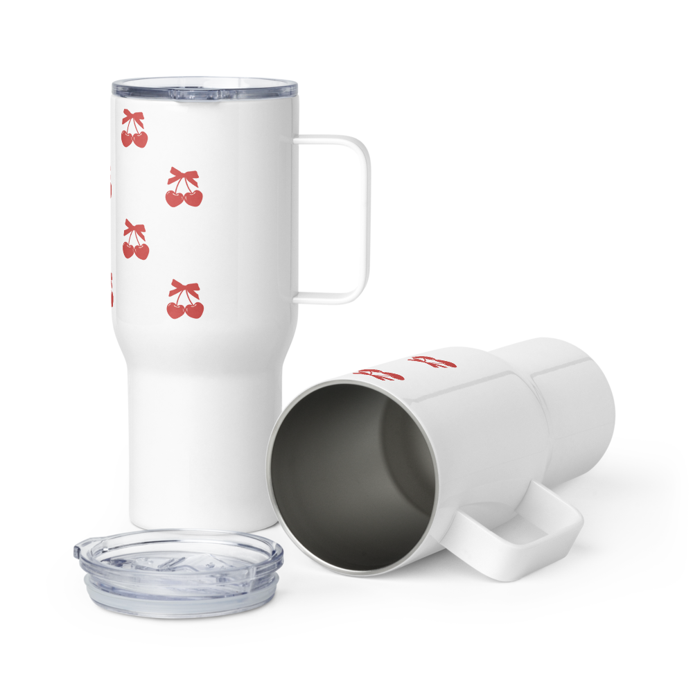 Cherry Coquette Travel mug with a handle