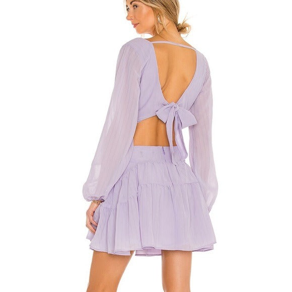 Bardot for Revolve Cut Out Frill Dress in Lilac Size Large NWT