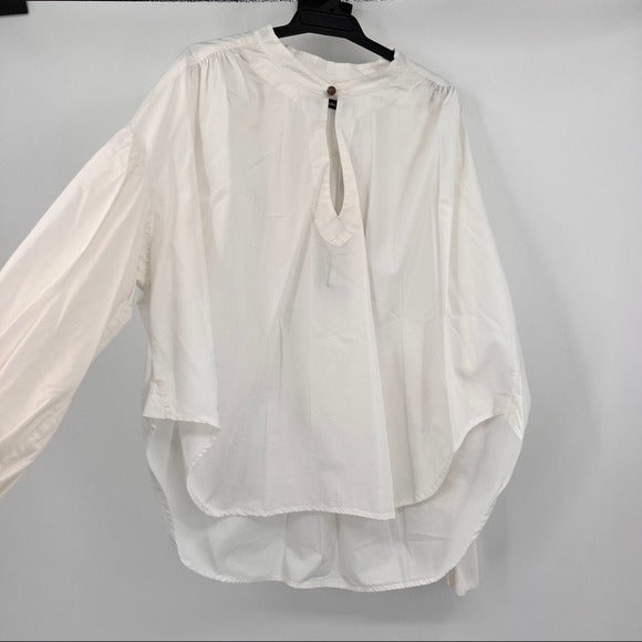 Bassike Cotton Gathered Oversize White Shirt Size M/L NWT