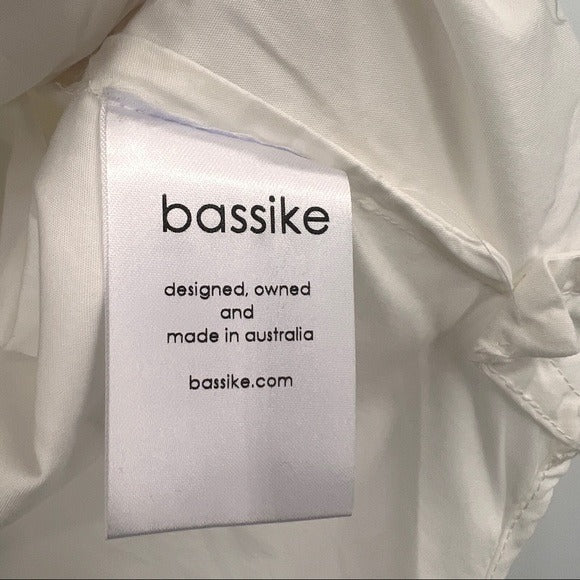 Bassike Cotton Gathered Oversize White Shirt Size M/L NWT