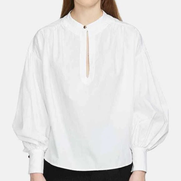 Bassike Cotton Gathered Oversize White Shirt Size M/L NWT