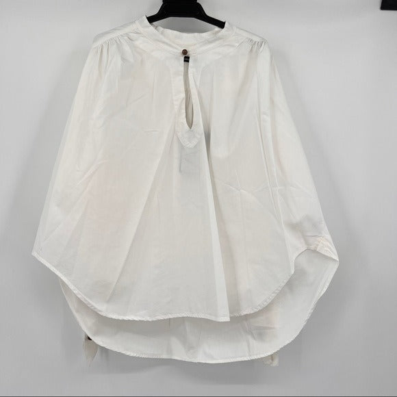 Bassike Cotton Gathered Oversize White Shirt Size M/L NWT