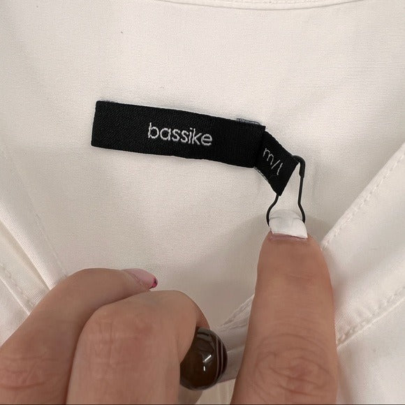 Bassike Cotton Gathered Oversize White Shirt Size M/L NWT