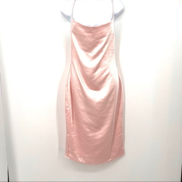 SUPERDOWN Billie Drape Midi Dress In Blush Pink Size Medium NWT