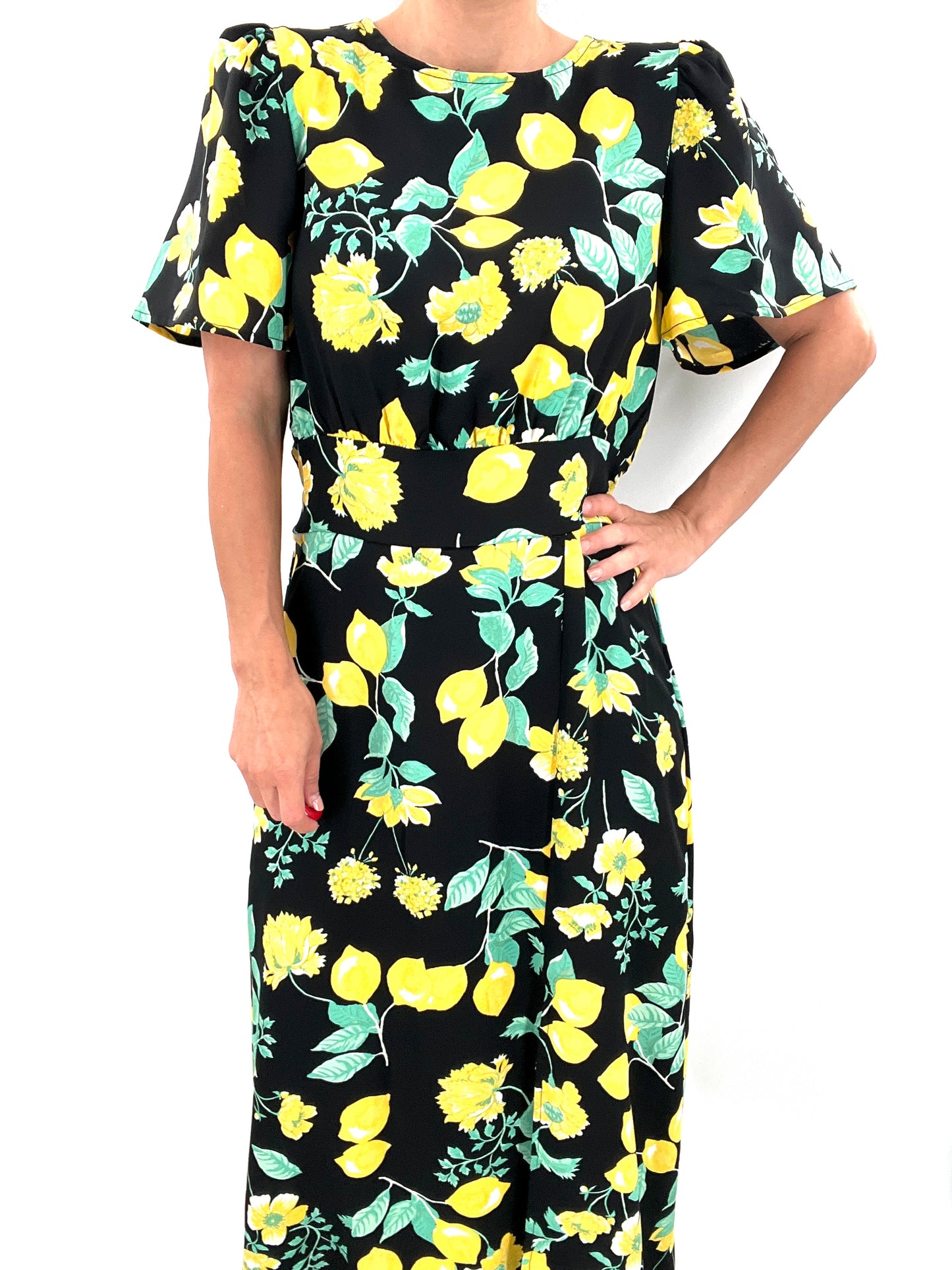 Lemon Print Midi Dress