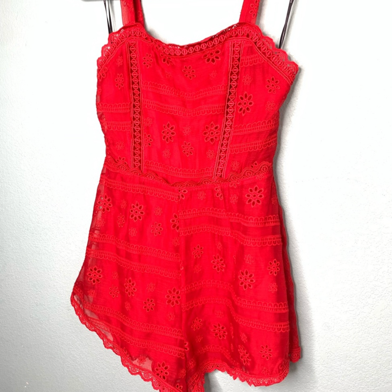 XXI Red Eyelet Romper Size Small