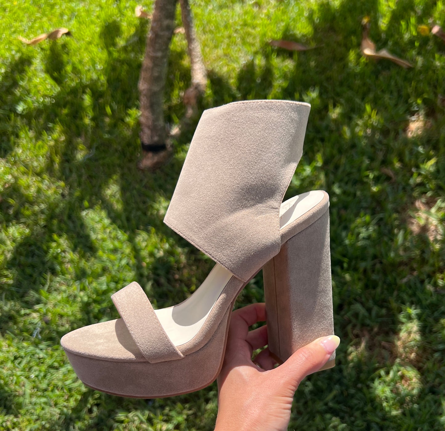 Katherine Suede Ankle Wrap Heels