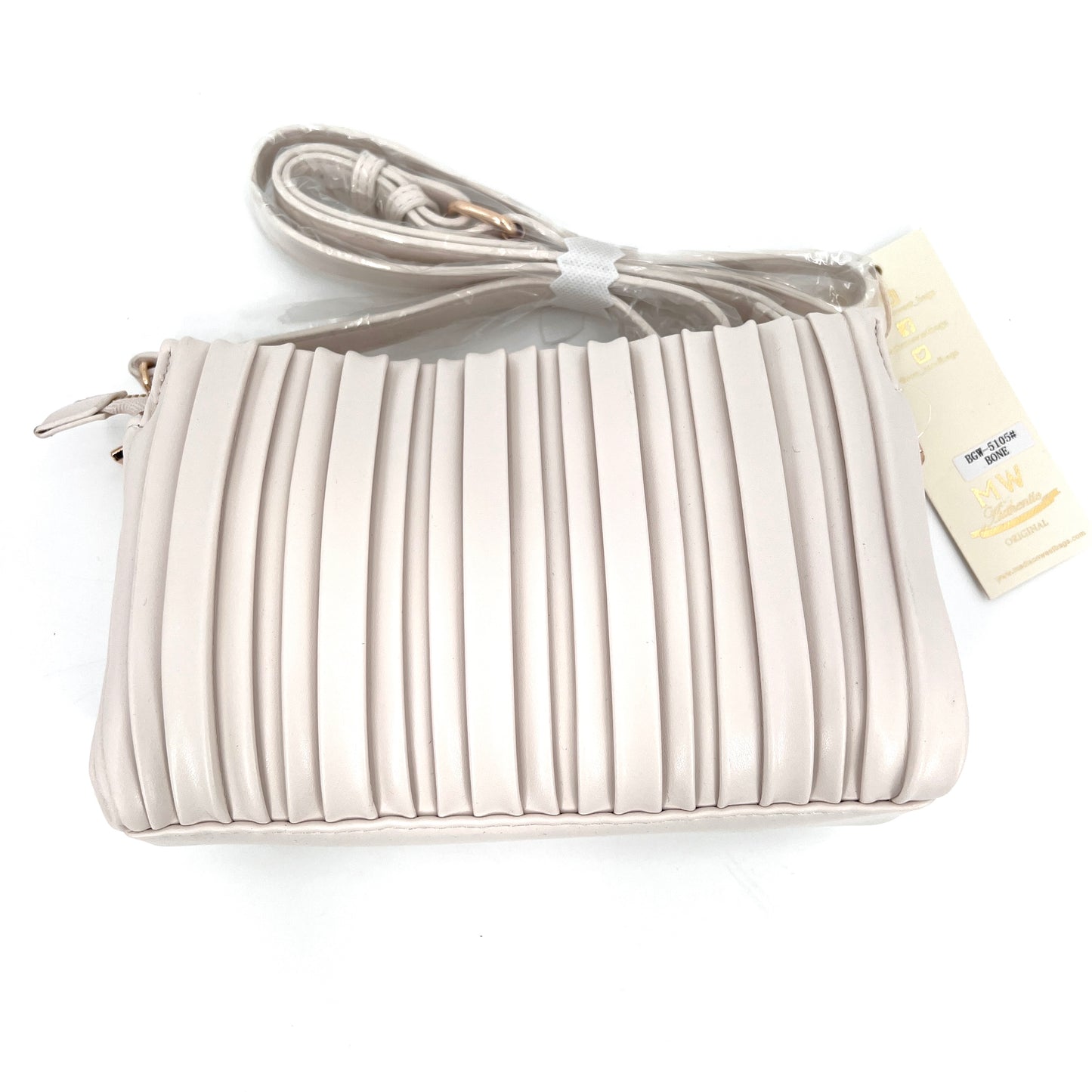 Pleated Bone Shoulder Bag