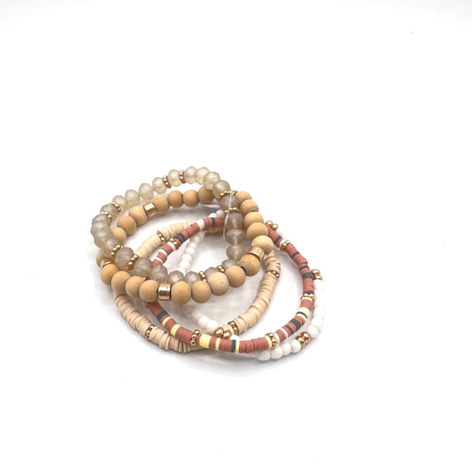 Beaded Bracelet Set in Brown