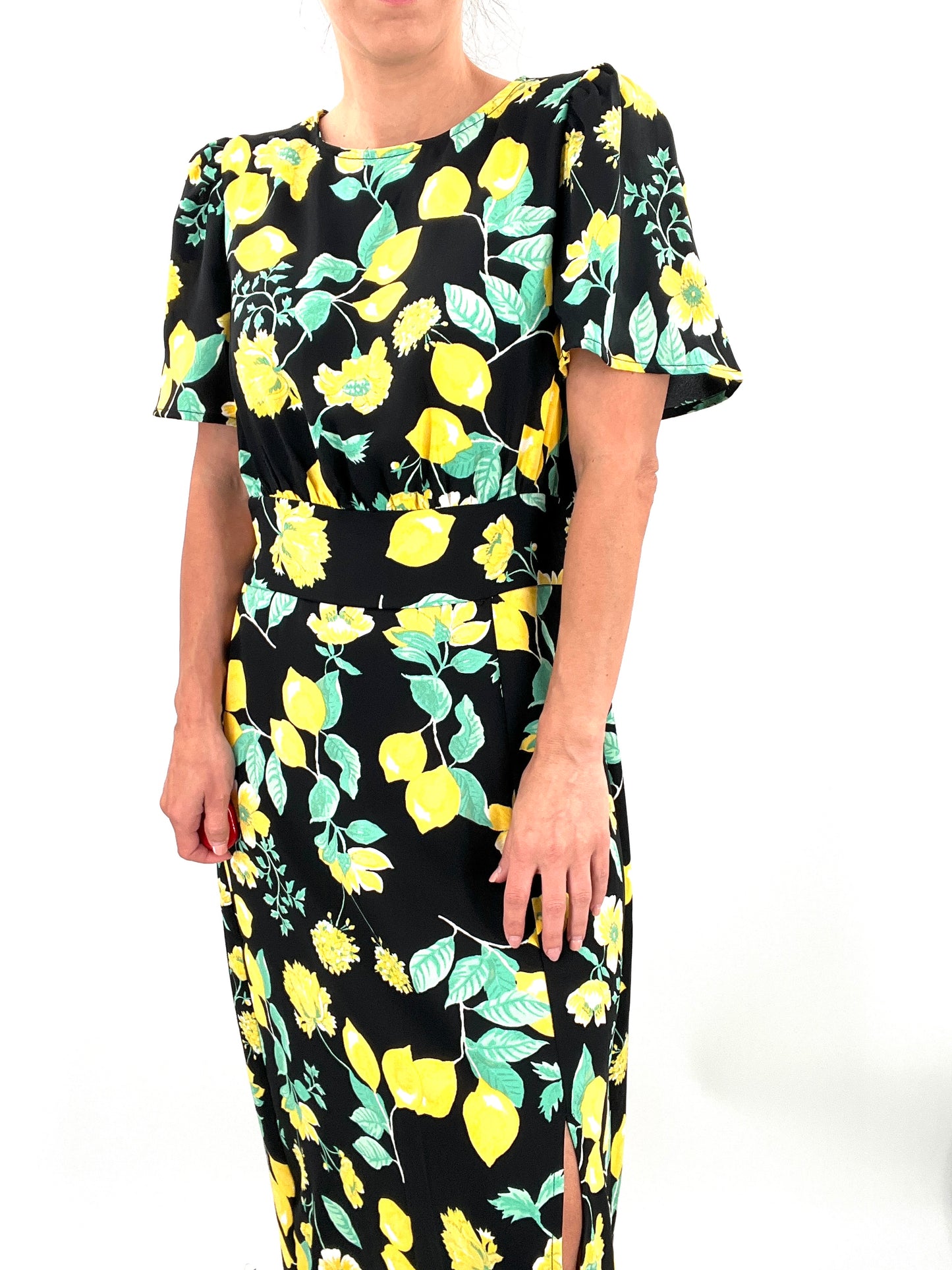 Lemon Print Midi Dress