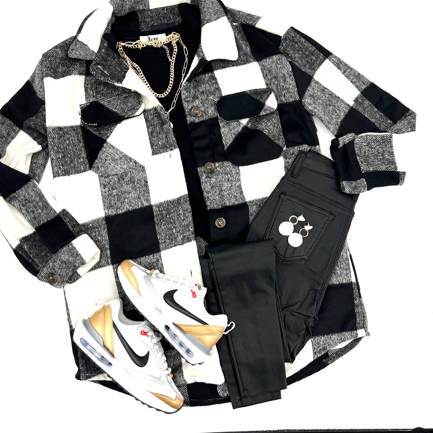 Plaid Melissa Shacket in Black and White