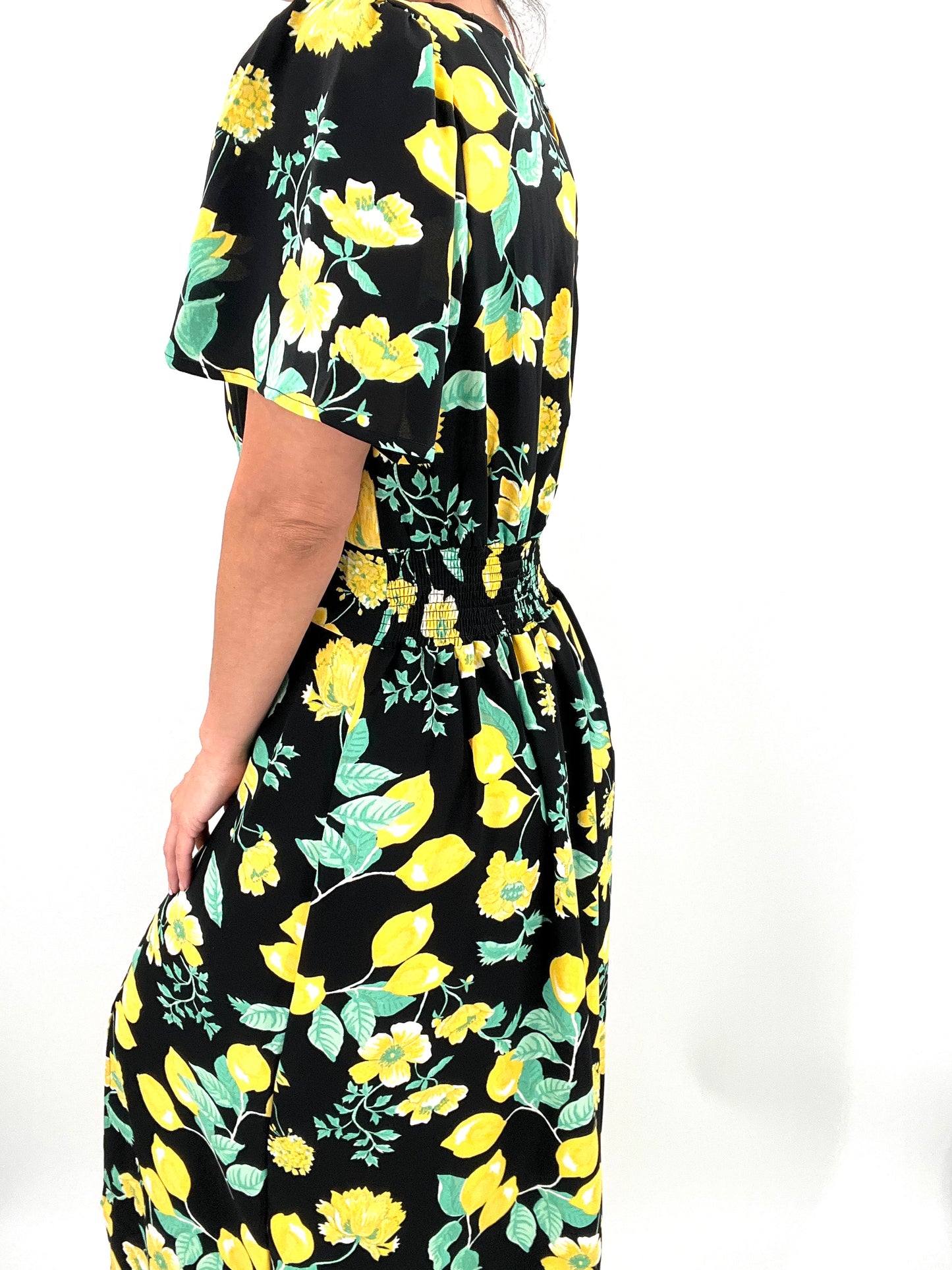 Lemon Print Midi Dress