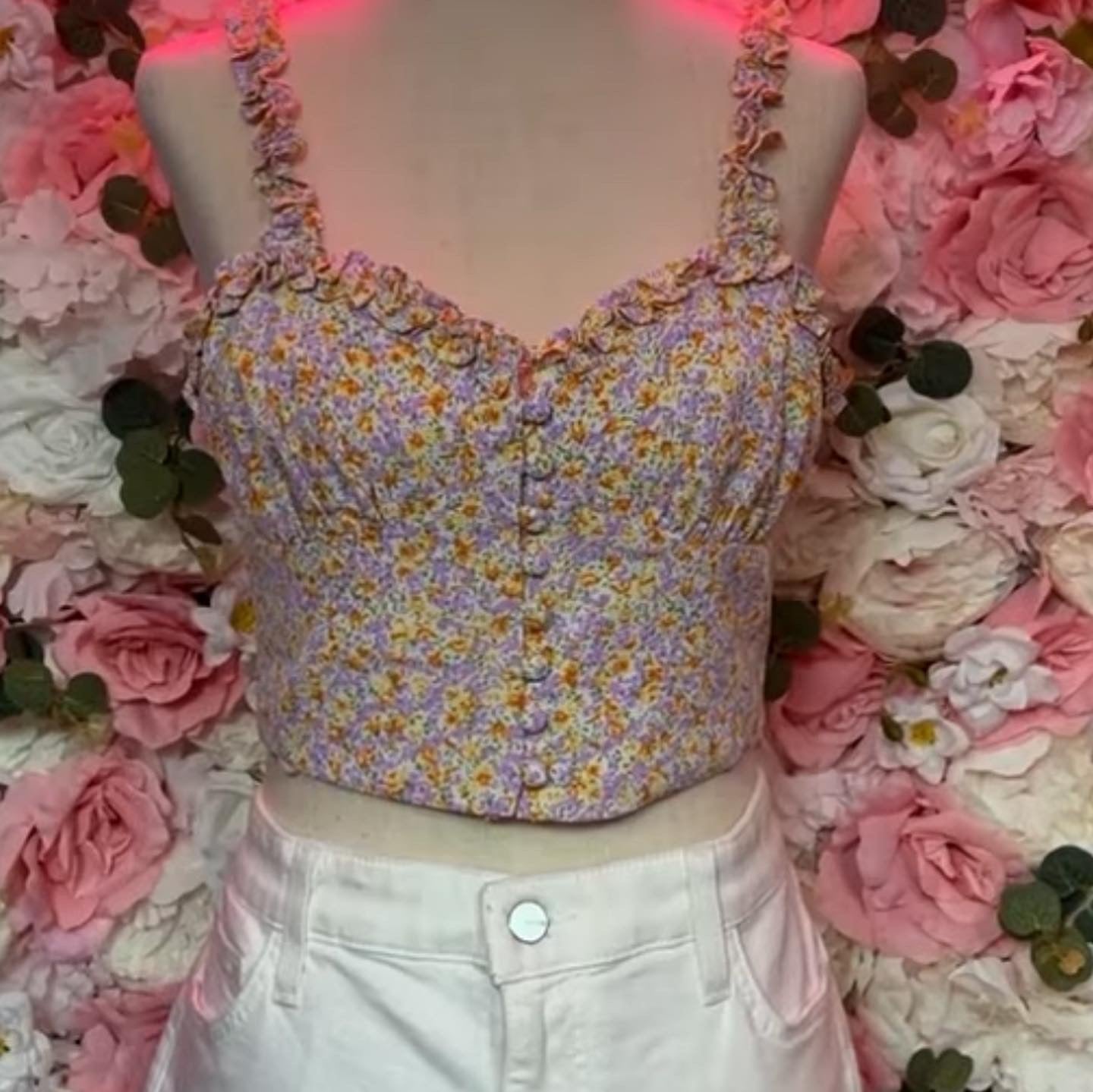 Floral Ruffle Crop Top