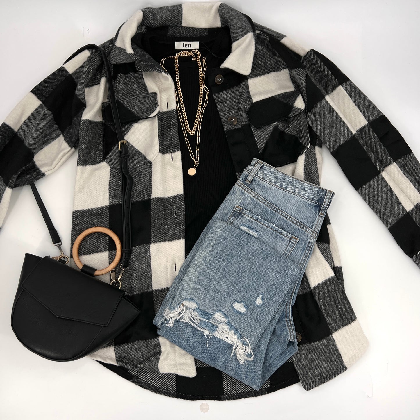 Plaid Melissa Shacket in Black and White