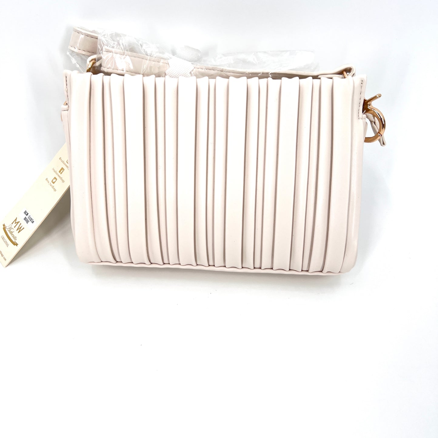 Pleated Bone Shoulder Bag