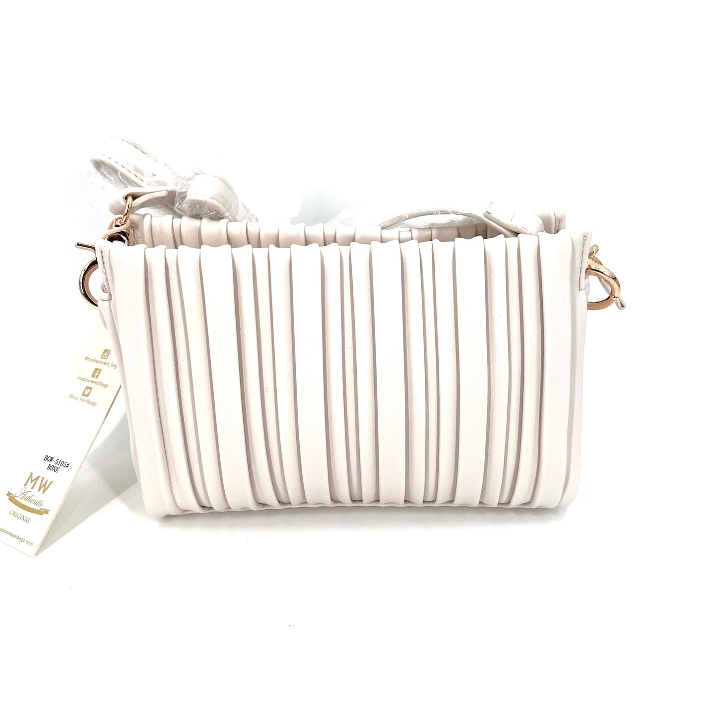 Pleated Bone Shoulder Bag