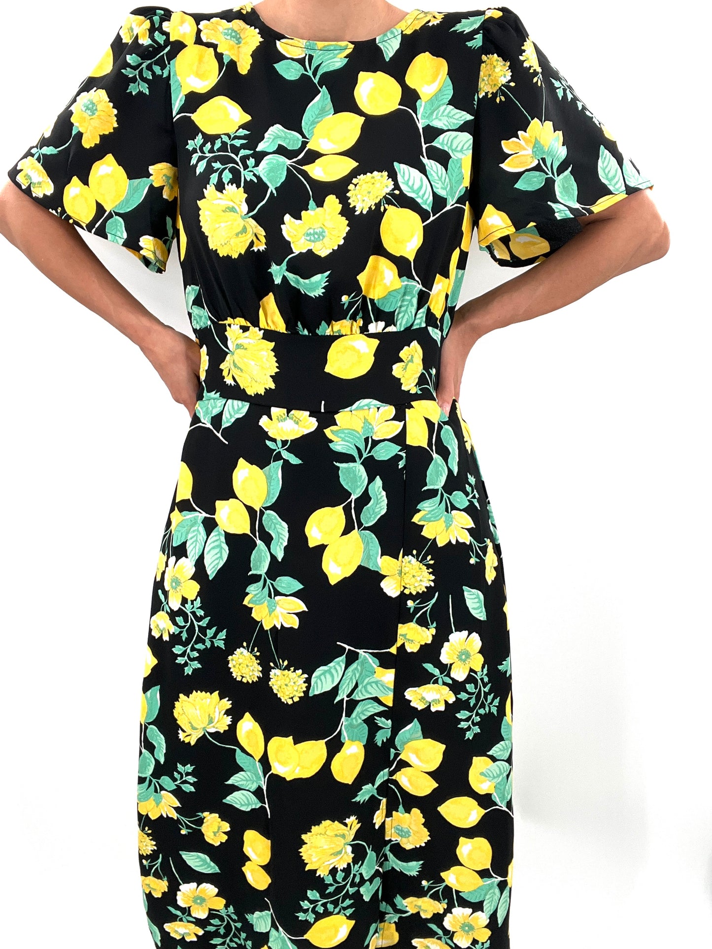 Lemon Print Midi Dress