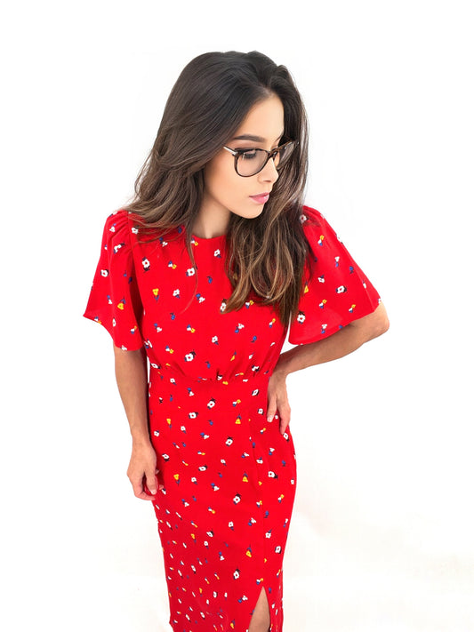 Cherry Red Midi Dress