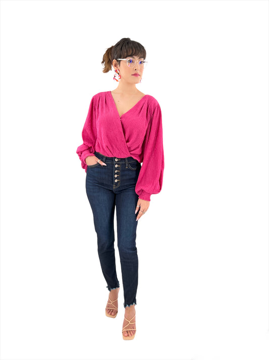 Pink Gauze Wrap Top